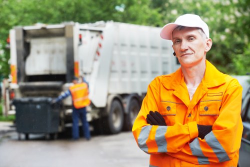 Waste collection trucks in New Cross